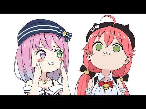 【手描き】みこちとルーナの鳴き声【姫森ルーナ/さくらみこ】