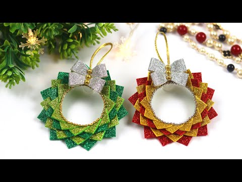 DIY Christmas Wreath Ornament From Glitter Foam sheet | Christmas Decoration Ideas