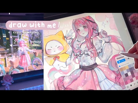 ♡˚˖ draw w/me + gameplay !! 🎀 Infinity Nikki ✦ iPad asmr ┆ Procreate