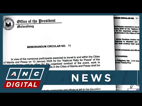 Palace suspends work, classes in Pasay, Manila on January 13 for INC rally | ANC