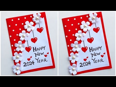 DIY Happy New year card 2024 / New year greeting card making / Easy new year card