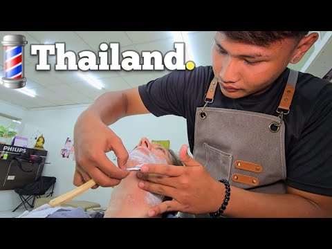 💈$1 YOUNG DUM BARBER CAN SHAVE! (ASMR) Sriracha, Thailand 🇹🇭