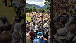 Kyoto Tachibana SHS Band surrounded by fans after the parade in Beppu