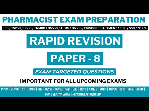 PHARMACOLOGY / PHARMACIST EXAM PREPARATION / MHSRB / RRB / TSPSC / DMER / PRISON DEPARTMENT