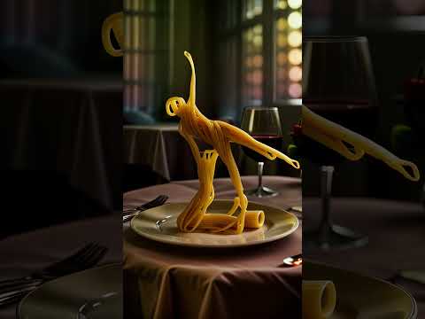 I love playing with my food🍝🇮🇹 #pasta #spaghetti #italy #food #animation #acrobatics #restaurante