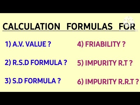 important calculation formulas in quality control department