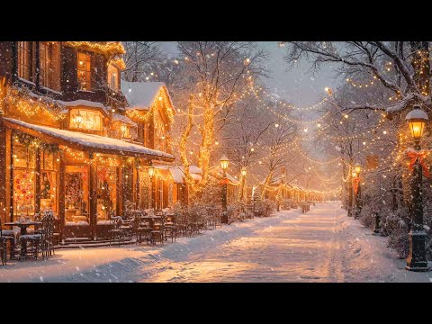 Relaxing Christmas Jazz Music at Cozy Christmas Coffee Shop Ambience for Unwind 🎄 Snowy Atmosphere