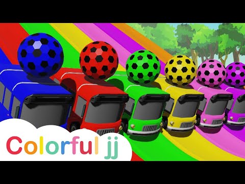 Learn Colors with 5 Street Vehicles and Soccer Ball Flying Toy Cars Pretend Play for Kids