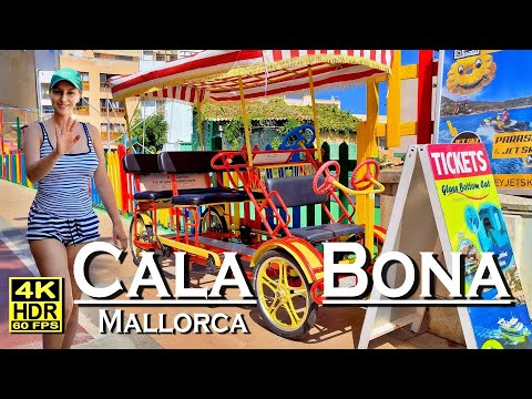 Cala Bona Center Mallorca , Spain 4K 60fps HDR (UHD) Dolby Atmos 💖 The best places 👀 walking tour