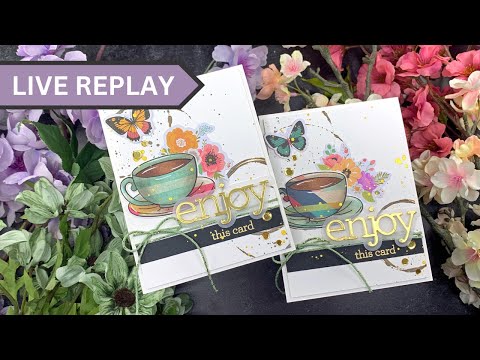 🟣LIVE REPLAY! Paper Pieced Coffee Cup Cards | Simon Says Stamp