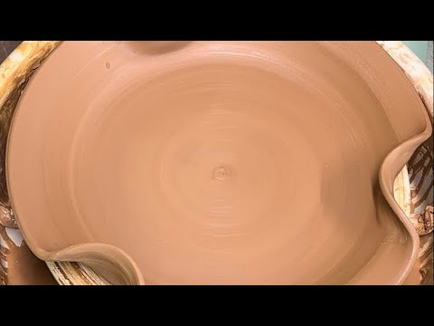 Wheel throwing a pottery birdbath -sound on for detailed explanation