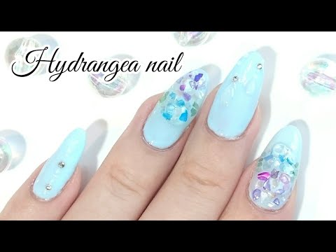 シェルで作る紫陽花ネイル💠 (Hydrangea nails made with shell)