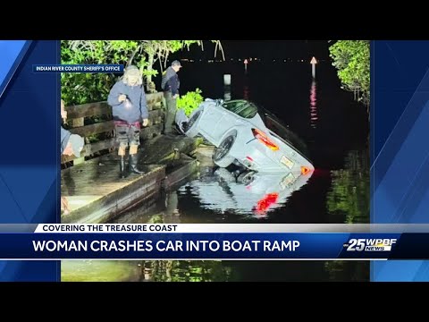 19-year-old nearly hits two fishermen before plunging her car near a boat ramp