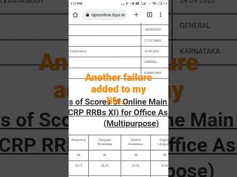 #3 #ibps rrb clerk ( office assistant) mains scorecard 2022 #Karnataka #shorts