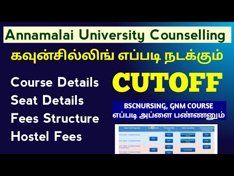 Annamalai University Counselling, Seats Matrix, Fees Details &Cutoff Details 2024