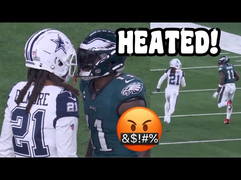 AJ Brown Vs Stephon Gilmore GOT HEATED! 🤬 Eagles Vs Cowboys 2023 highlights (WR Vs CB)