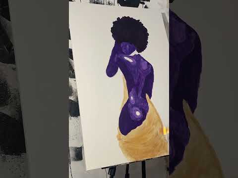 Day 2 of Painting This Beauty 💜👾 Wrapping Her In Some Gold ⚜️🔱 #Juneteenth #Painting