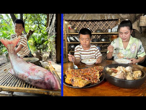 Yummy very big fish cooking by chef Seyhak - Chef Seyhak cook for Mom