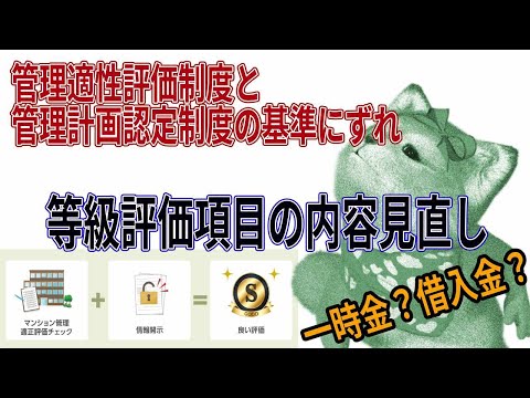 マンション管理適正評価制度と管理計画認定制度で、微妙な評価項目のずれ。国の基準に適合させるため等級評価項目の内容見直しも。