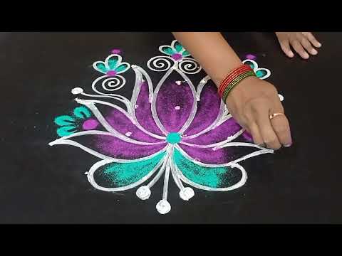 Friday lotus flower rangoli designs🌺🌺,Muggulu with dots,Rangoli kolam,Daily kolam.