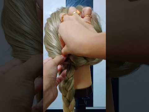 Double braided bun #hairstyletutorial #braids