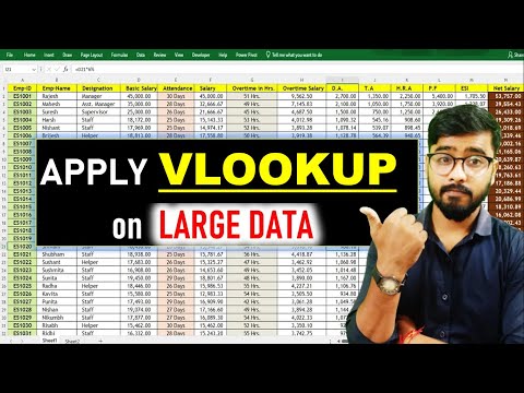 How To Apply VLOOKUP Formula on Large Data in Excel [Hindi] #excel