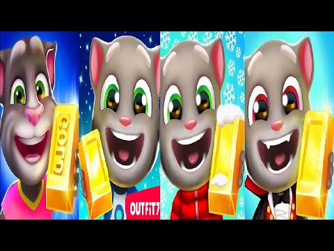 Talking Tom Gold Run New Update Christmas VS Halloween VS First Version VS FLY THROUGH SPACE