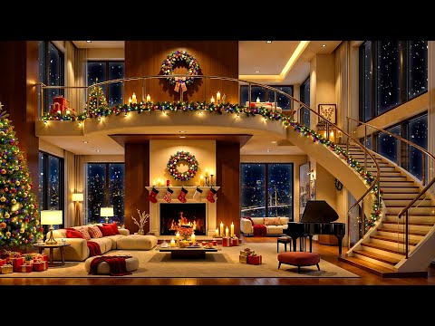 ❄ Snowy Night at Cozy Luxury Apartment 🎄 Christmas Jazz Music 2025 for Sleep, Chill & Stress Relief