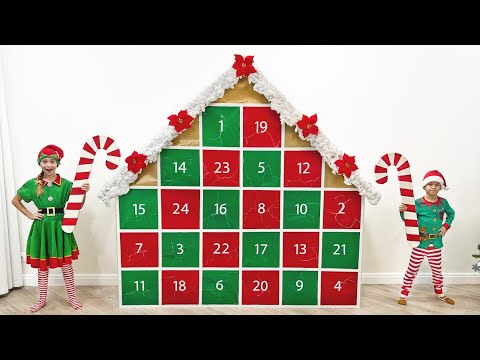 Sofia and Max open the Christmas Advent Calendar!  24 Surprises and Gifts