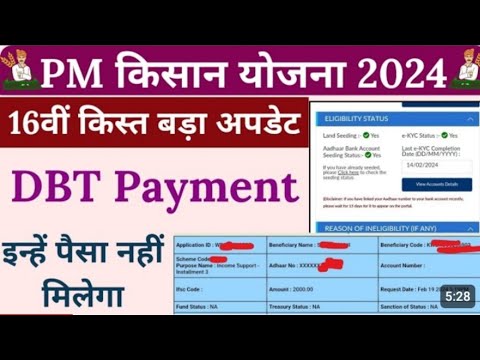 PM kisan Yojana 16 Installment DBT Payment Approved। Pm Kisan Payment Big Update ।Techcalravind