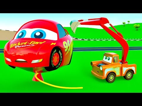 EXCAVATOR Tow Truck, Learning Story Construction Vehicles Mack Garbage Truck Mcqueen Cars