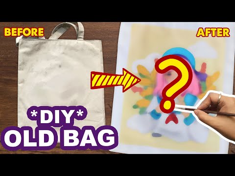 DIY - Painting on Old Tote Bag | Back To School | Huta Chan