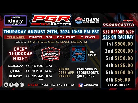 PGR eSports Intimidator Superspeedway Series | Atlanta Motor Speedway | 8/29/24 | PGR eSports