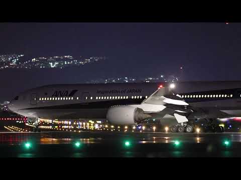 Valuable footage of the engine glowing red. ANA Boeing777-300@Osaka International Airport JA753A