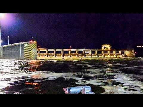 Night Fishing BELOW A MASSIVE DAM!! (Monsters Come Out)