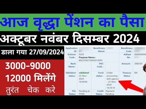 🔥 अक्टूबर नवंबर दिसम्बर की वृद्धा पेंशन का पैसा आज फिर डाला गया। UP Old Age Pension Kab Aayegi 2024