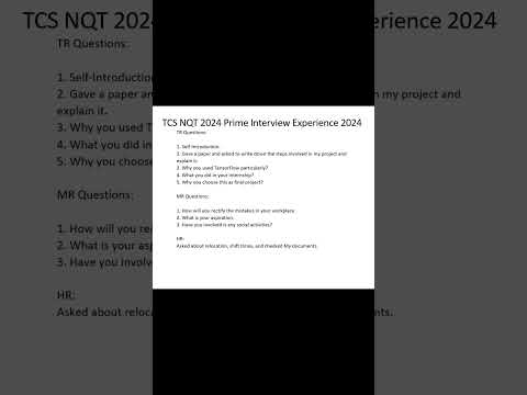 TCS NQT 2024 Prime Interview Experience