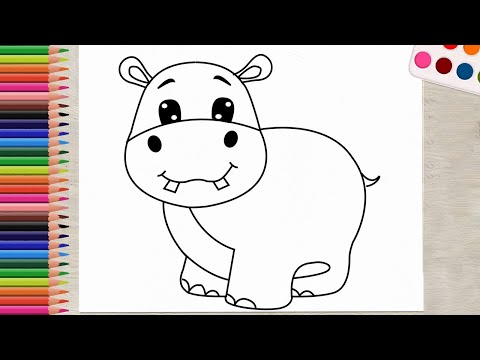 How to draw cute hippo | cute hippo