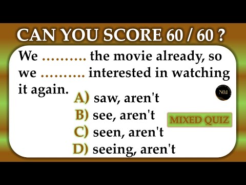 60 English Grammar Quiz | Verb Forms  v1 v2 v3 English | Conjugation Of Verbs | No.1 Quality English