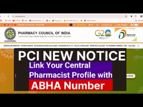 PCI Notification | Pharmacists Profile Integrate with ABHA Number @dkvpharmaguidance