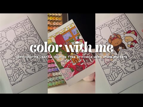 coloring (ASMR) color berrie coloring with me using ohuhu markers | colormas day seven