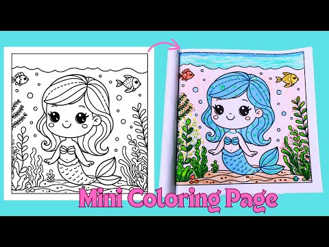 A Little Mermaid in Blue | Mermaid on the Swing | Cute Coloring Page | Coloring Fun For Kids