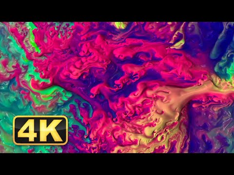 4K Abstract Colorful Liquid Mix! Satisfying Fluid Video! Relaxing Music / Screensaver for Meditation