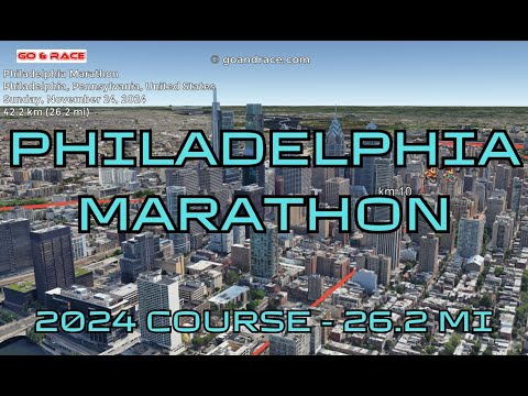 Philadelphia Marathon (2024): fly over the marathon course! Video of the race path.