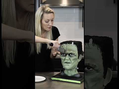 Slicing Up Frankenstein's Head. Would you eat it? #cake