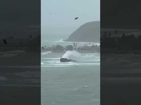 boat hit by big 🌊 waves .. #category1 #tropicalstorm #weatherupdate