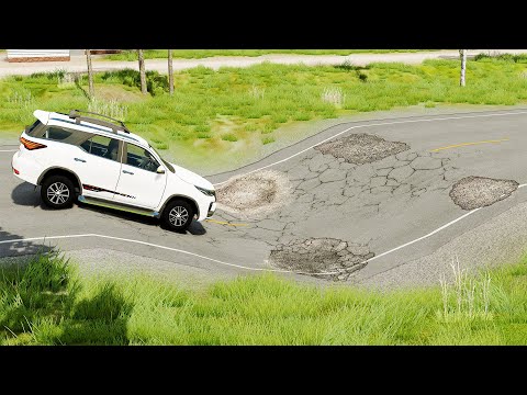 Mobil vs Potholes #21 - BeamNG Drive