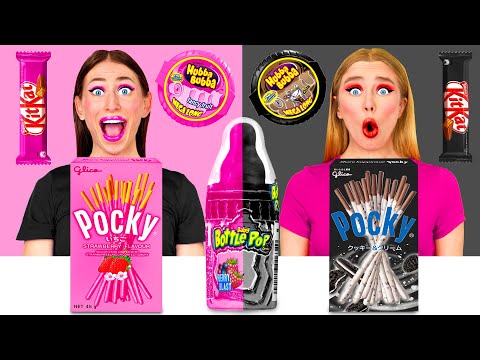 Black vs Pink Food Challenge | Funny Food Situations by BaRaDa Challenge