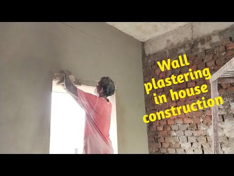 Wall plastering in a house construction #House construction #wallplastering || Sadhwika neeli