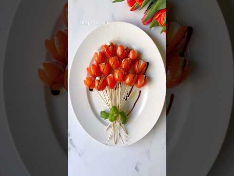 Tomato Tulip Caprese: Stunning & Easy Recipe for a Gorgeous Appetizer 🌷Skewers Snack Ideas ✨